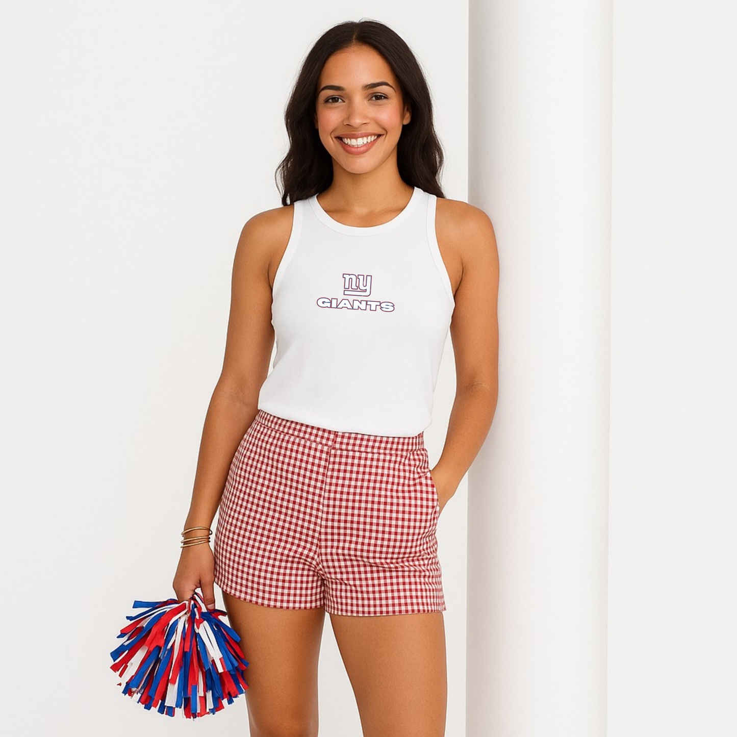 NY Giants Women's Racerback Tank Top, Football Game Day Apparel, Cute Tailgate Outfit, Athletic Ribbed Shirt, Sporty Look